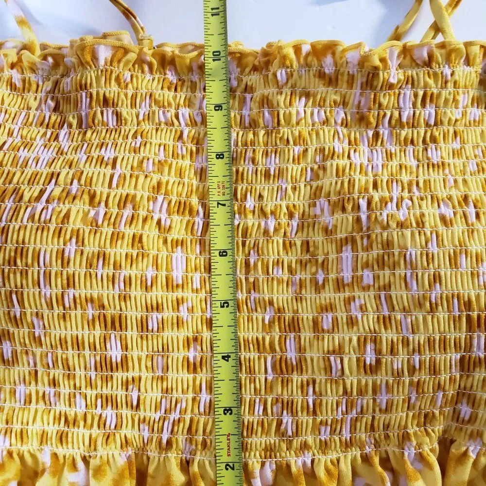 NEW Mollybelle Yellow Leopard Print High Waist Swimsuit XL Tankini 2 Piece